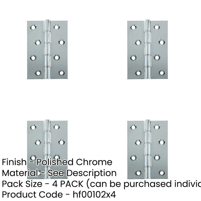PACK Premium Double Phosphor Bronze Washered Hinge Polished Chrome Finish Door Hinges-1