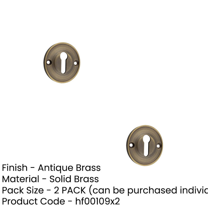 PACK 40mm Antique Brass Standard Keyway Escutcheon Luxury Homes Solid Brass Hole Cover (1)-1