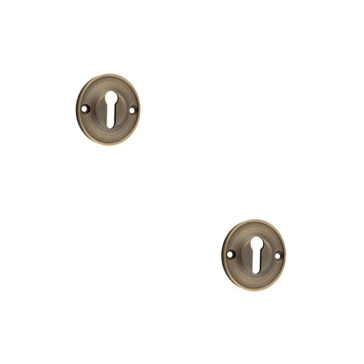 PACK 40mm Antique Brass Standard Keyway Escutcheon Luxury Homes Solid Brass Hole Cover (1)