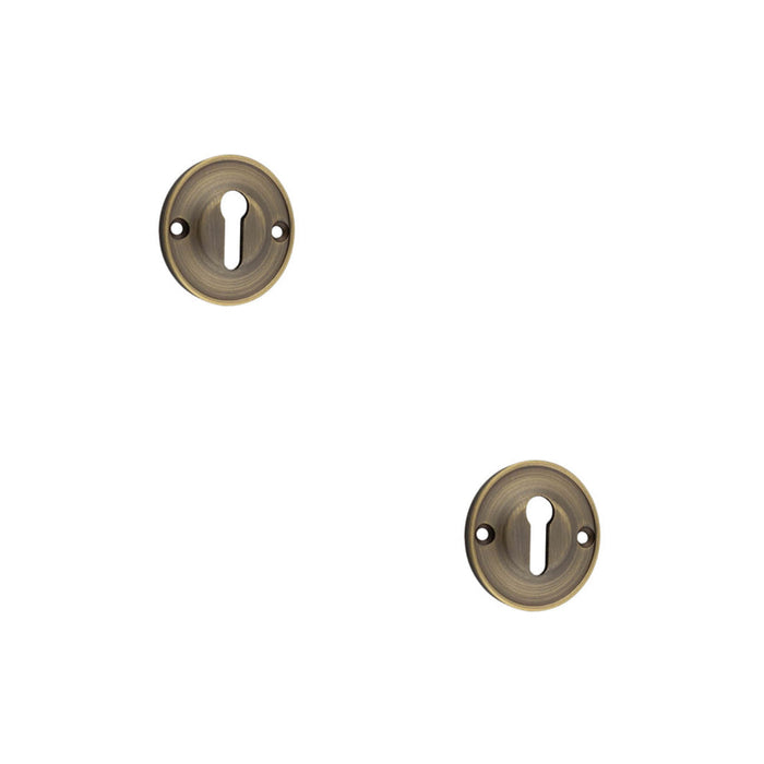 PACK 40mm Antique Brass Standard Keyway Escutcheon Luxury Homes Solid Brass Hole Cover (1)