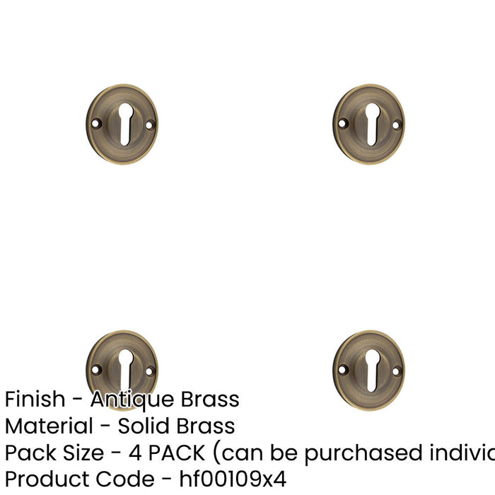 PACK 40mm Antique Brass Standard Keyway Escutcheon Luxury Homes Solid Brass Hole Cover-1