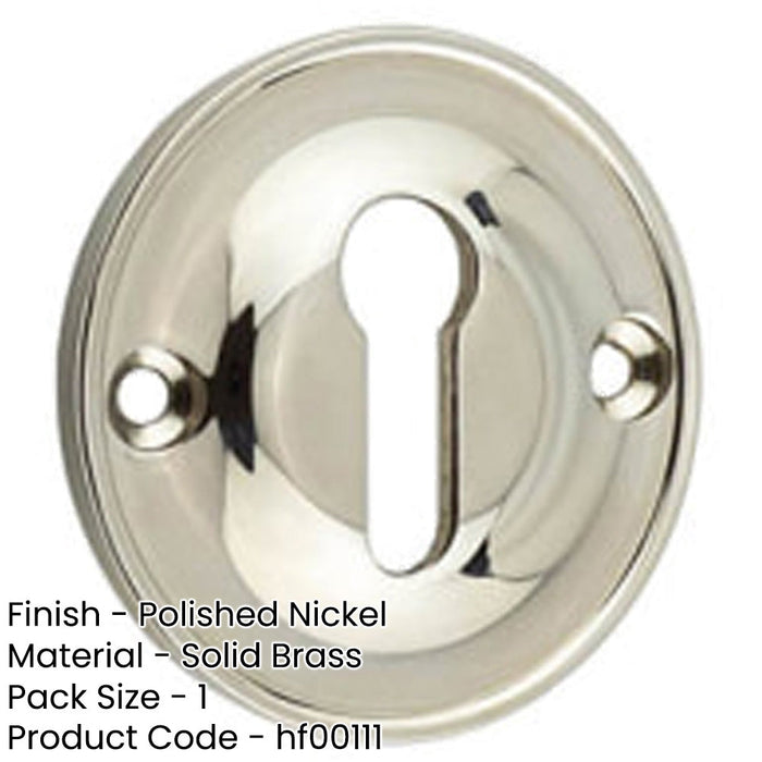 40mm Polished Nickel Keyway Escutcheon Luxury Homes Solid Brass Hole Cover-1