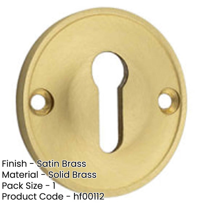 40mm Satin Brass Keyway Escutcheon Luxurious Homes Solid Brass Hole Cover-1