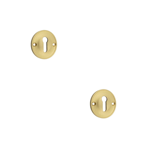 PACK 40mm Satin Brass Keyway Escutcheon Luxurious Homes Solid Brass Hole Cover (1)