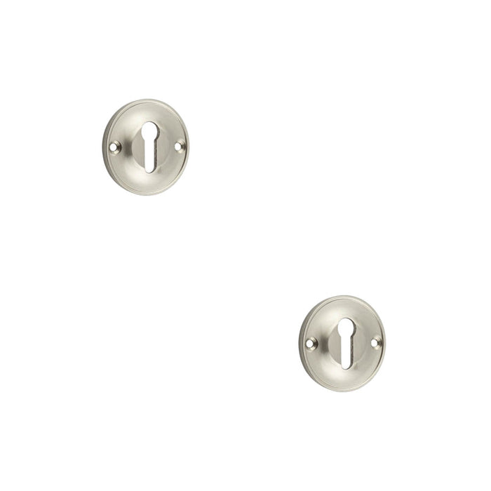 PACK Premium 40mm Keyway Escutcheon Satin Nickel Finish Solid Brass Hole Cover (1)