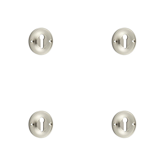 PACK Premium 40mm Keyway Escutcheon Satin Nickel Finish Solid Brass Hole Cover