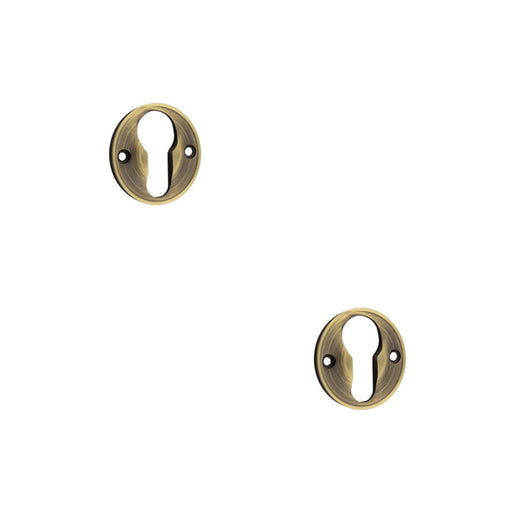 PACK Elegant 40mm Euro Profile Escutcheon Antique Brass Finish Solid Brass Hole Cover (1)