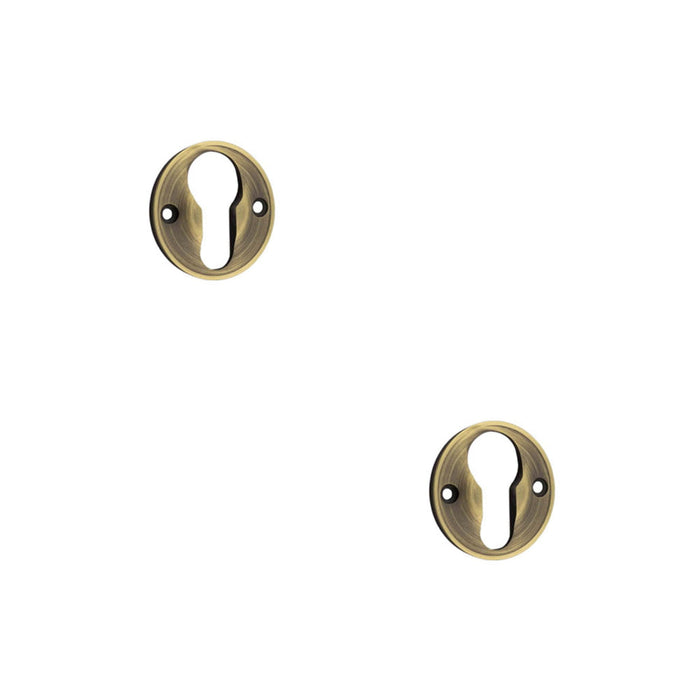 PACK Elegant 40mm Euro Profile Escutcheon Antique Brass Finish Solid Brass Hole Cover (1)