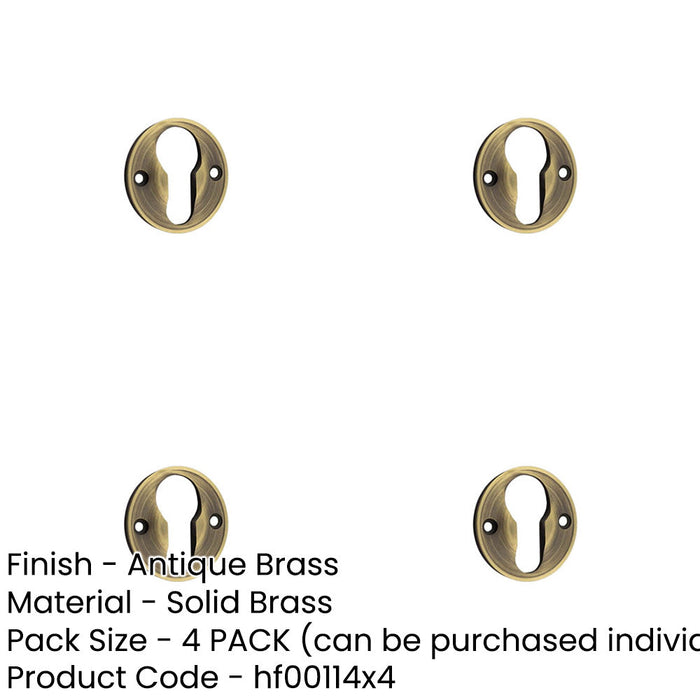 PACK Elegant 40mm Euro Profile Escutcheon Antique Brass Finish Solid Brass Hole Cover-1