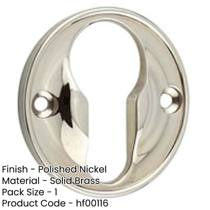 Elegant 40mm Euro Profile Escutcheon Polished Nickel Luxurious Homes Solid Brass Hole Cover-1
