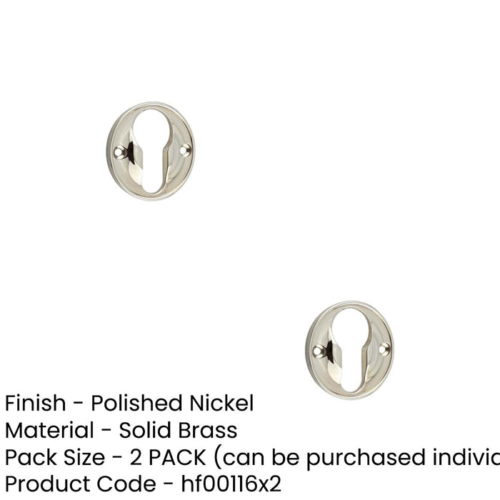 PACK Elegant 40mm Euro Profile Escutcheon Polished Nickel Luxurious Homes Solid Brass Hole Cover (1)-1