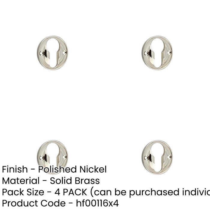 PACK Elegant 40mm Euro Profile Escutcheon Polished Nickel Luxurious Homes Solid Brass Hole Cover-1
