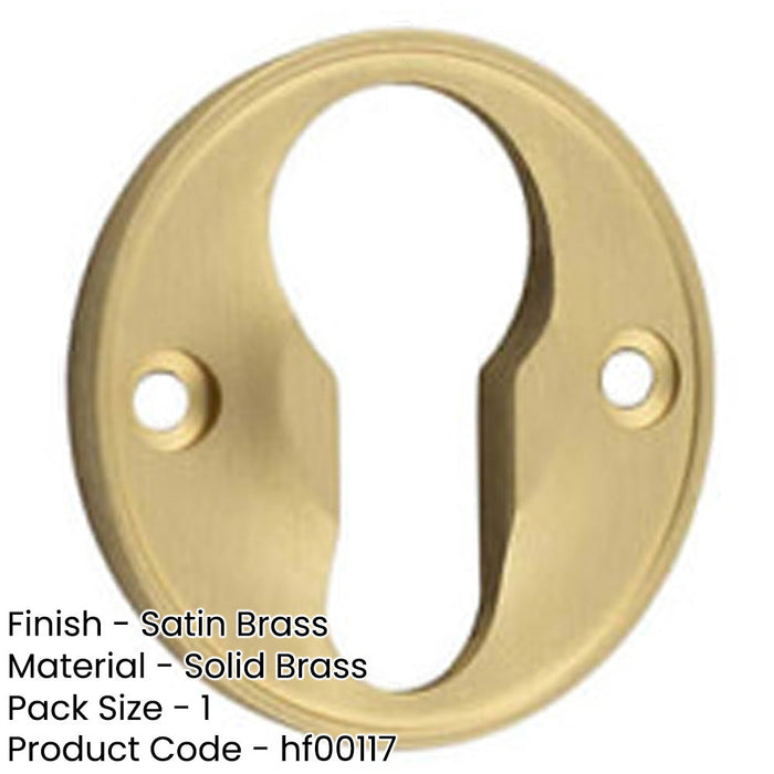 Elegant 40mm Satin Brass Euro Profile Escutcheon Luxury Homes Solid Brass Hole Cover-1