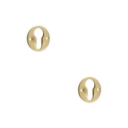 PACK Elegant 40mm Satin Brass Euro Profile Escutcheon Luxury Homes Solid Brass Hole Cover (1)