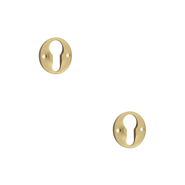 PACK Elegant 40mm Satin Brass Euro Profile Escutcheon Luxury Homes Solid Brass Hole Cover (1)