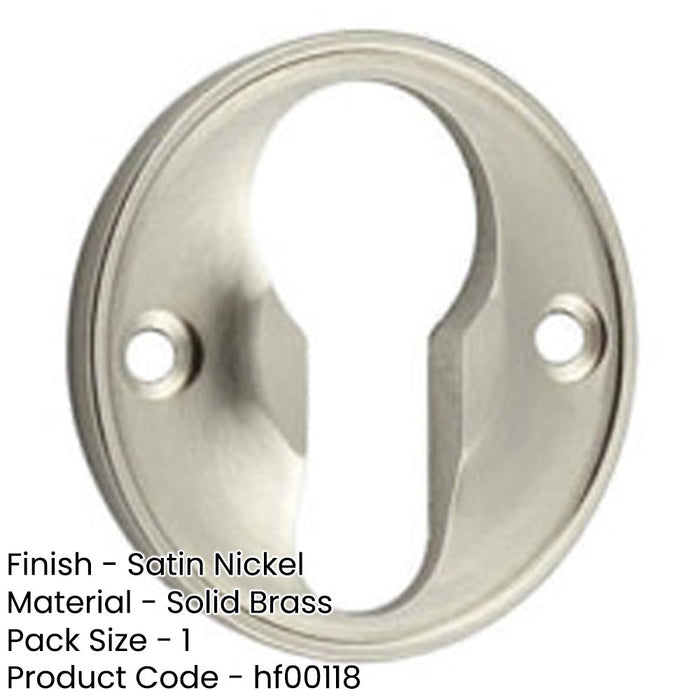 Elegant 40mm Euro Profile Escutcheon Satin Nickel Finish Solid Brass Hole Cover-1