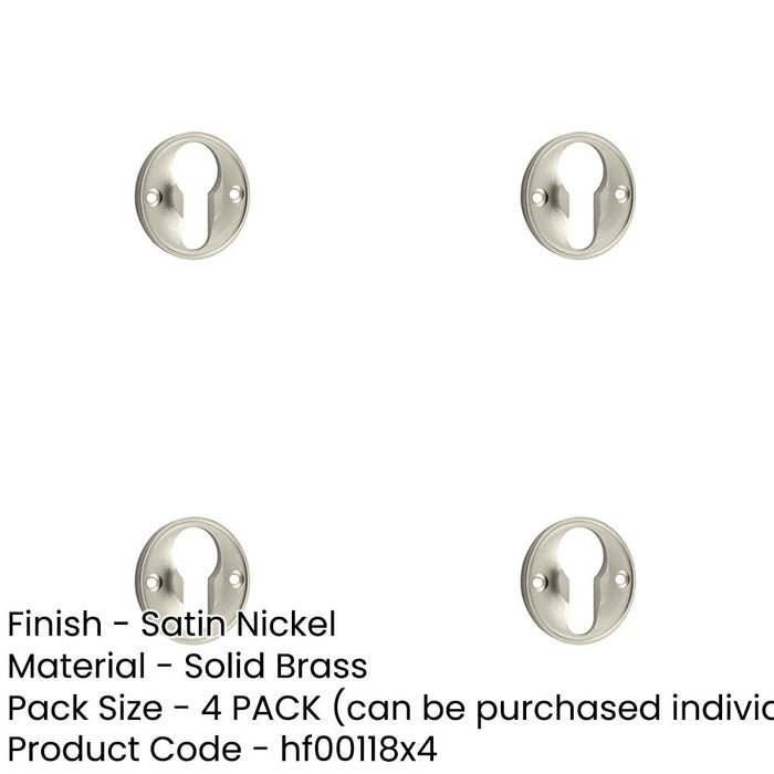 PACK Elegant 40mm Euro Profile Escutcheon Satin Nickel Finish Solid Brass Hole Cover-1