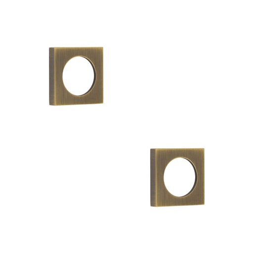 PACK Elegant Antique Brass Square Outer Rose Escutcheon Solid Brass Hole Cover (1)