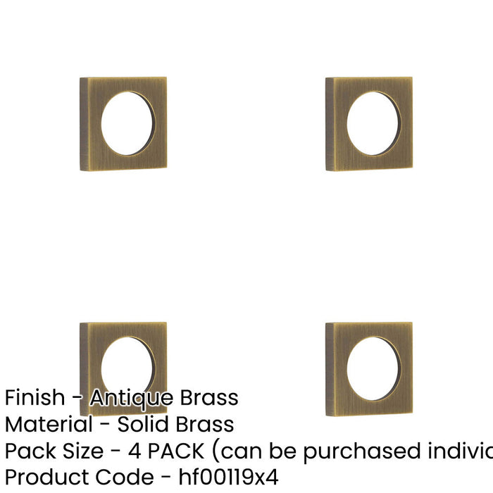 PACK Elegant Antique Brass Square Outer Rose Escutcheon Solid Brass Hole Cover-1