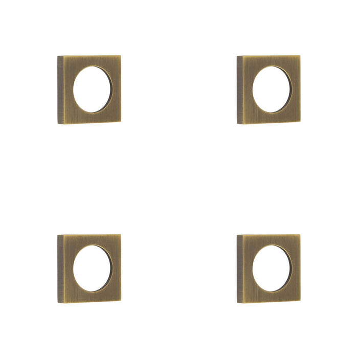 PACK Elegant Antique Brass Square Outer Rose Escutcheon Solid Brass Hole Cover