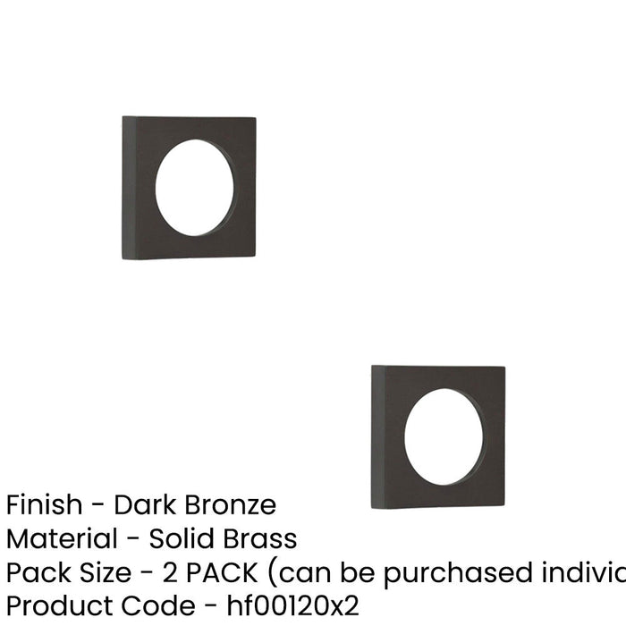 PACK Modern Dark Bronze Square Outer Rose Escutcheon Solid Brass Hole Cover (1)-1