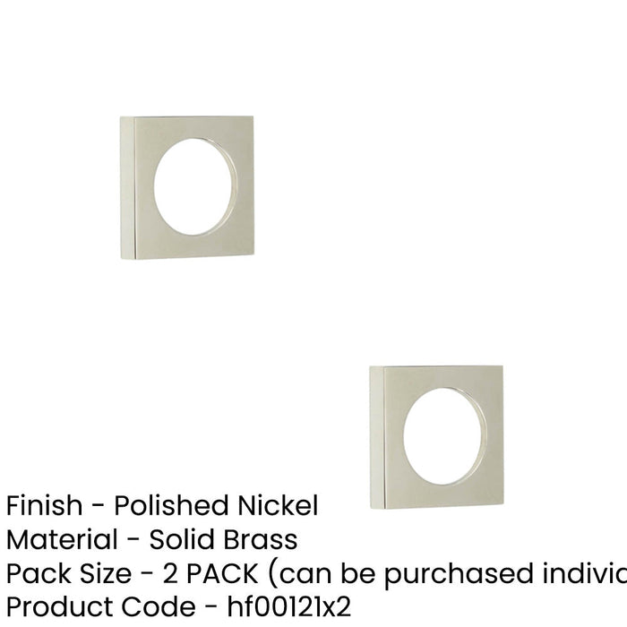 PACK Modern Polished Nickel Square Outer Rose Escutcheon Solid Brass Hole Cover (1)-1