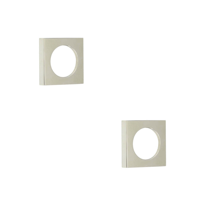 PACK Modern Polished Nickel Square Outer Rose Escutcheon Solid Brass Hole Cover (1)