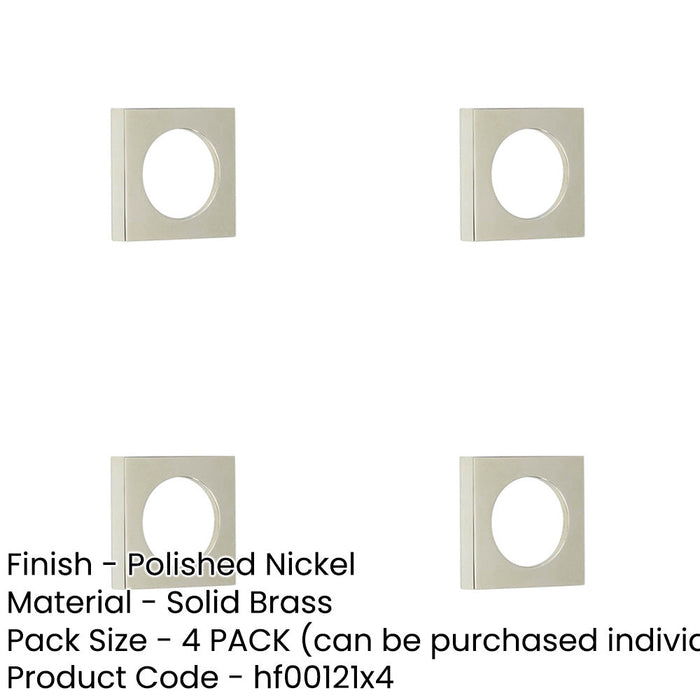 PACK Modern Polished Nickel Square Outer Rose Escutcheon Solid Brass Hole Cover-1