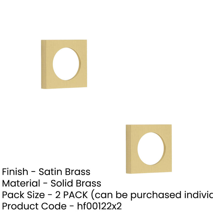 PACK Modern Satin Brass Square Outer Rose Escutcheon Solid Brass Hole Cover (1)-1