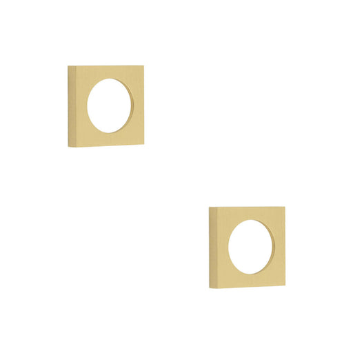 PACK Modern Satin Brass Square Outer Rose Escutcheon Solid Brass Hole Cover (1)