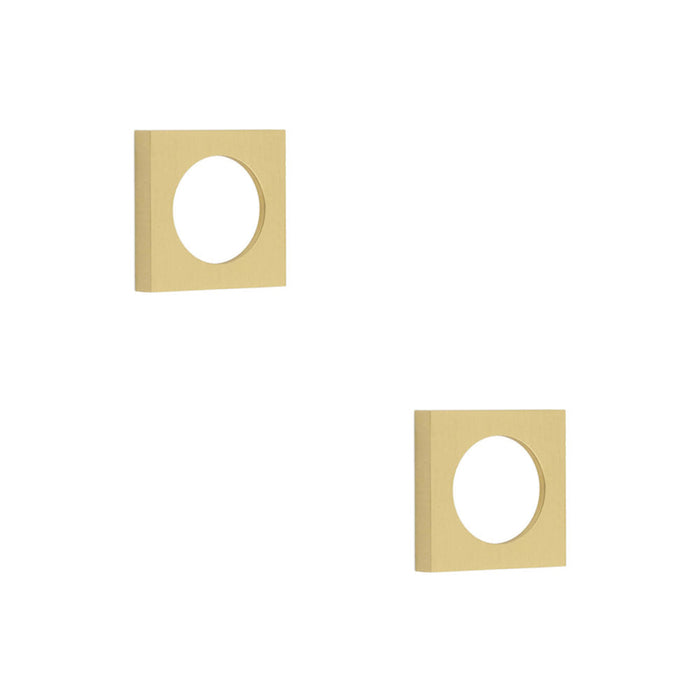PACK Modern Satin Brass Square Outer Rose Escutcheon Solid Brass Hole Cover (1)