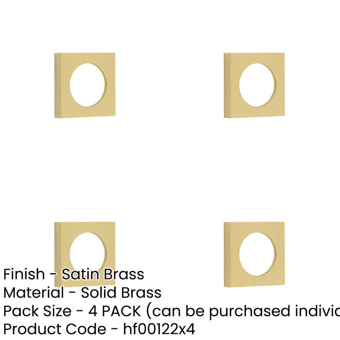 PACK Modern Satin Brass Square Outer Rose Escutcheon Solid Brass Hole Cover-1