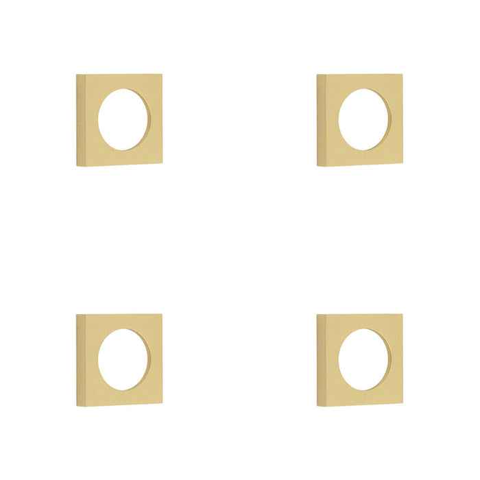 PACK Modern Satin Brass Square Outer Rose Escutcheon Solid Brass Hole Cover