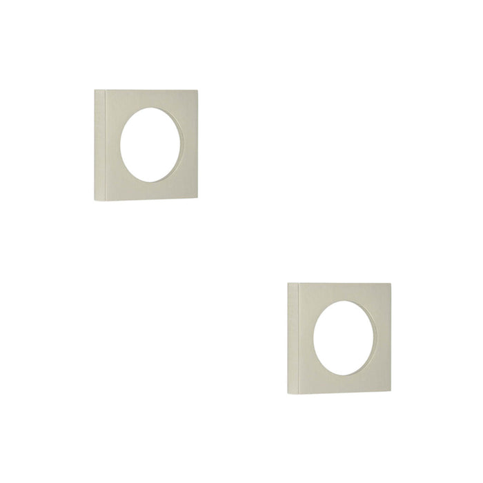 PACK Modern Satin Nickel Square Outer Rose Escutcheon Solid Brass Hole Cover (1)