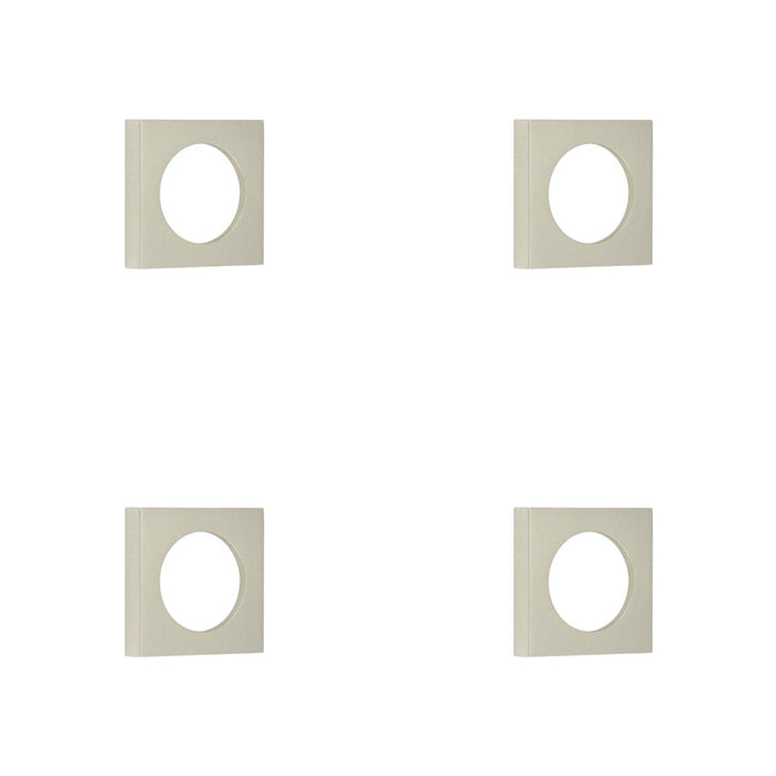 PACK Modern Satin Nickel Square Outer Rose Escutcheon Solid Brass Hole Cover