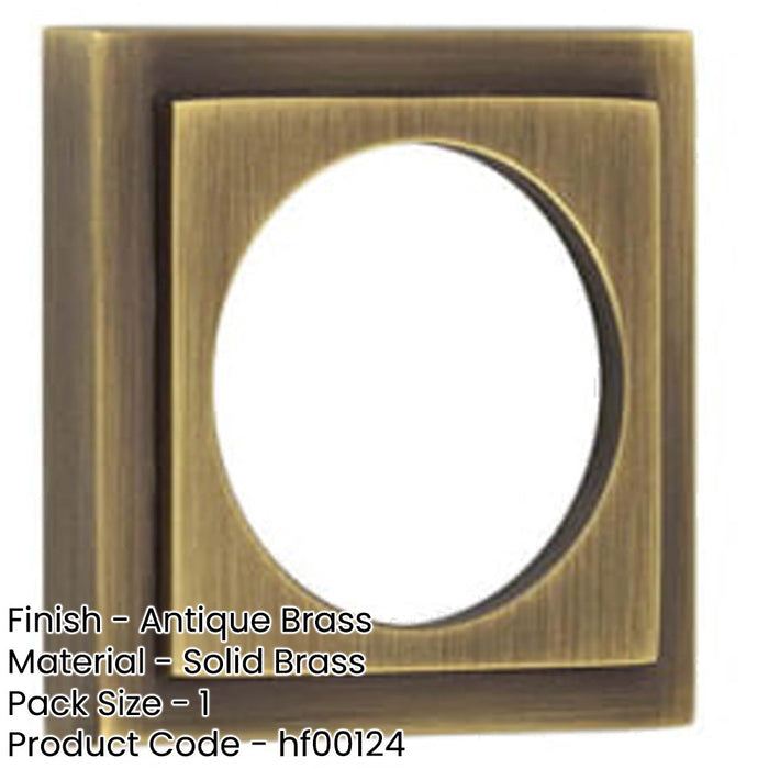 Elegant Stepped Square Outer Rose Antique Brass Luxury Escutcheons Solid Brass Hole Cover-1