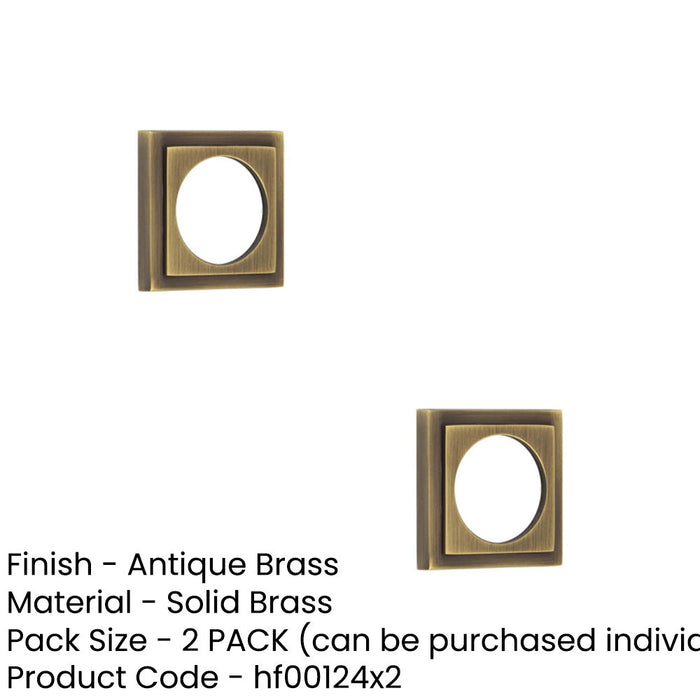 PACK Elegant Stepped Square Outer Rose Antique Brass Luxury Escutcheons Solid Brass Hole Cover (1)-1