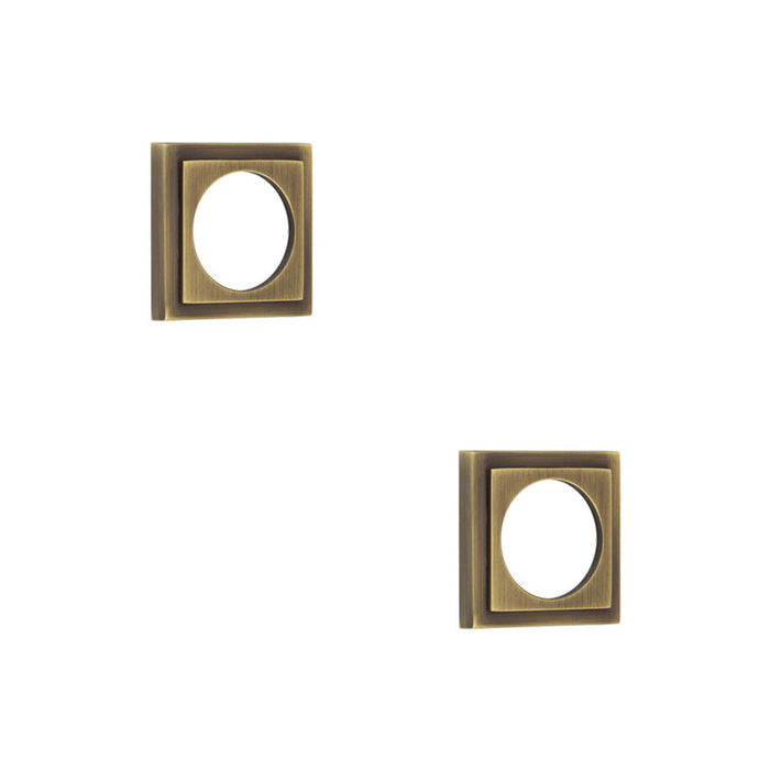 PACK Elegant Stepped Square Outer Rose Antique Brass Luxury Escutcheons Solid Brass Hole Cover (1)