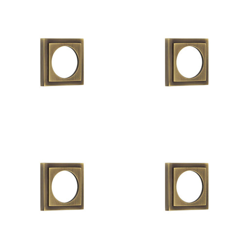 PACK Elegant Stepped Square Outer Rose Antique Brass Luxury Escutcheons Solid Brass Hole Cover