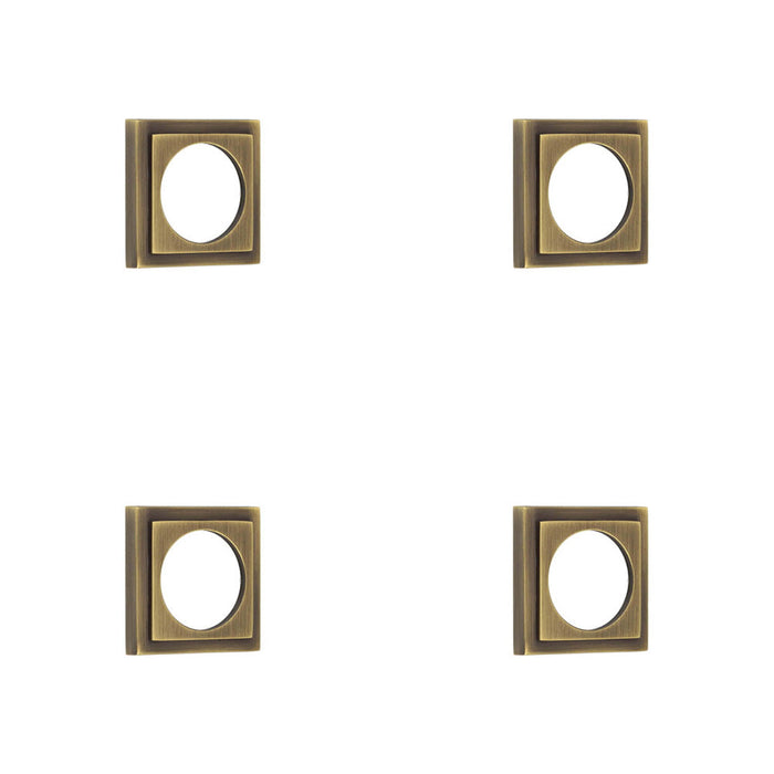 PACK Elegant Stepped Square Outer Rose Antique Brass Luxury Escutcheons Solid Brass Hole Cover