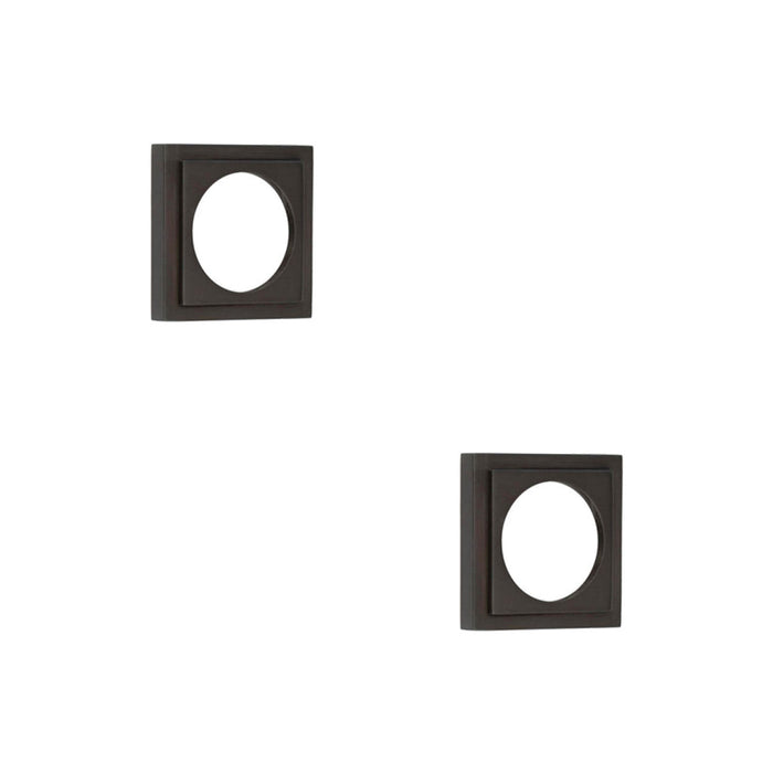 PACK Elegant Stepped Square Outer Rose Dark Bronze Luxury Escutcheons Solid Brass Hole Cover (1)