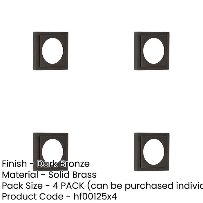 PACK Elegant Stepped Square Outer Rose Dark Bronze Luxury Escutcheons Solid Brass Hole Cover-1