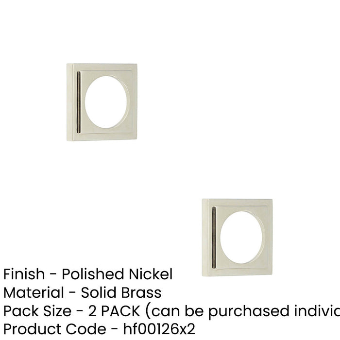 PACK Elegant Stepped Square Outer Rose Escutcheon Polished Nickel Solid Brass Hole Cover (1)-1