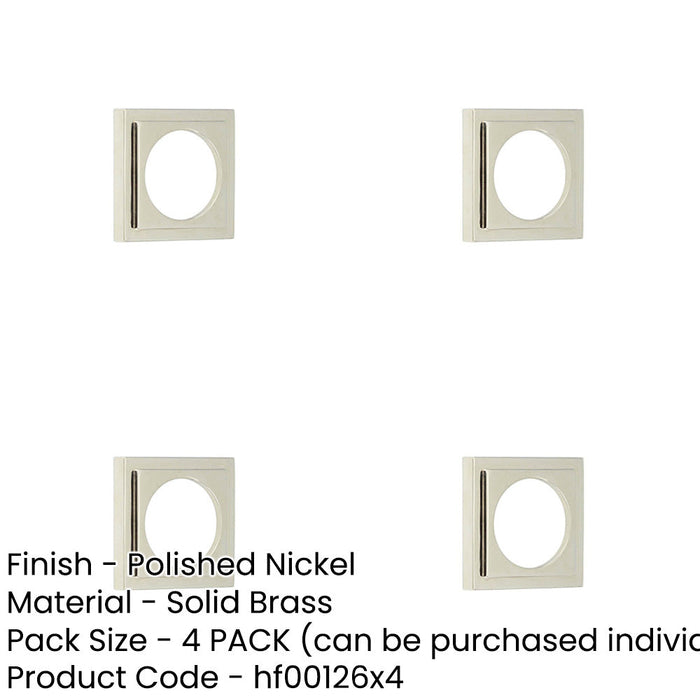 PACK Elegant Stepped Square Outer Rose Escutcheon Polished Nickel Solid Brass Hole Cover-1