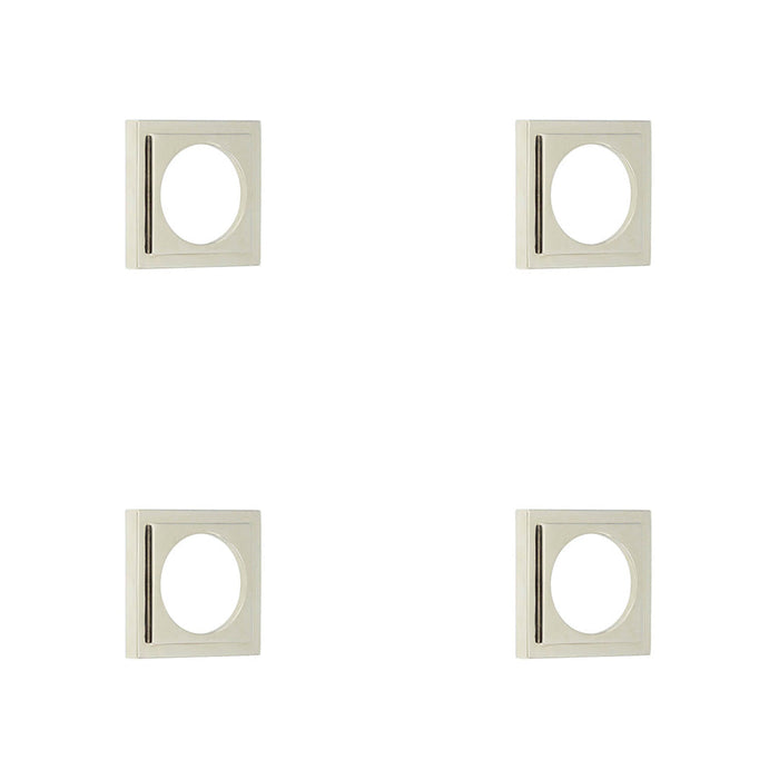 PACK Elegant Stepped Square Outer Rose Escutcheon Polished Nickel Solid Brass Hole Cover