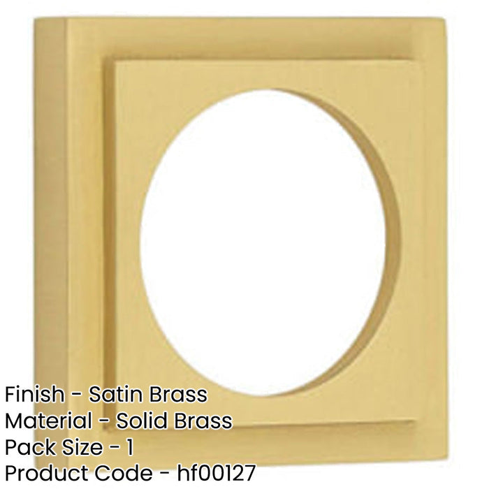 Elegant Stepped Square Outer Rose Satin Brass Luxurious Escutcheons Solid Brass Hole Cover-1
