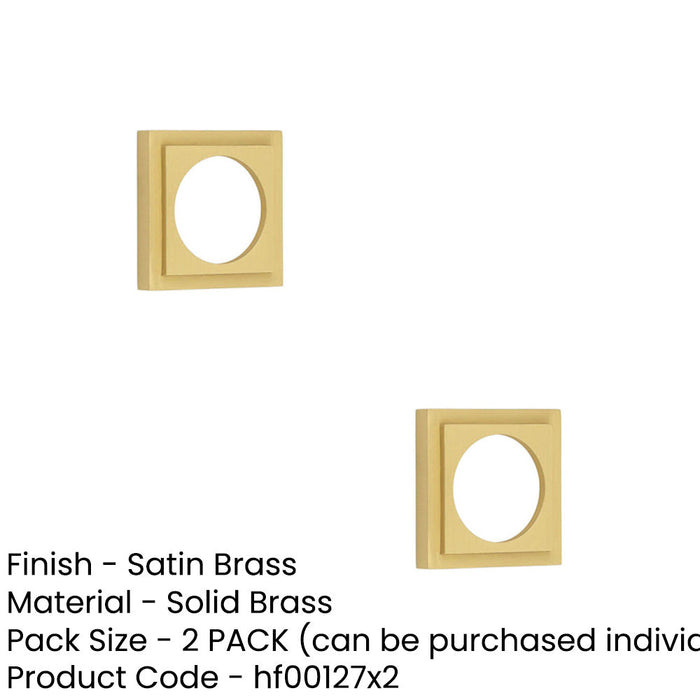 PACK Elegant Stepped Square Outer Rose Satin Brass Luxurious Escutcheons Solid Brass Hole Cover (1)-1