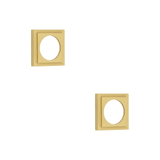 PACK Elegant Stepped Square Outer Rose Satin Brass Luxurious Escutcheons Solid Brass Hole Cover (1)