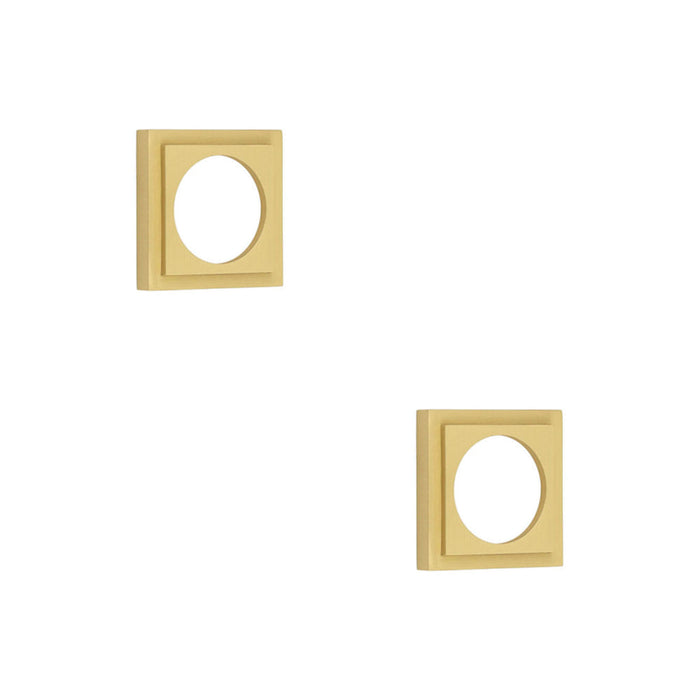 PACK Elegant Stepped Square Outer Rose Satin Brass Luxurious Escutcheons Solid Brass Hole Cover (1)