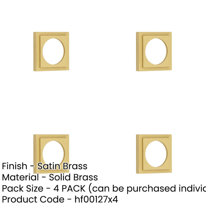PACK Elegant Stepped Square Outer Rose Satin Brass Luxurious Escutcheons Solid Brass Hole Cover-1